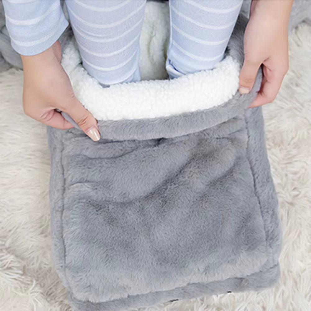 Electric Foot Warmer USB Charging Foot Heating Pad Comfort Fleece Suede Cushion Foot Heater Couple Slippers for Bedroom Sleeping